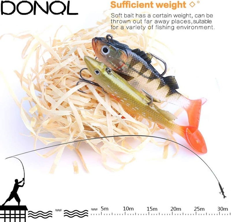 DONQL Soft Fishing Lures Kit, Fishing Soft Bait Fishing Lures Baits Tackle Set for Freshwater Trout Bass Salmon-Include Vivid Spinner Baits, Artificial Silicone Bass Bait with Box (10PCS) - Image 2